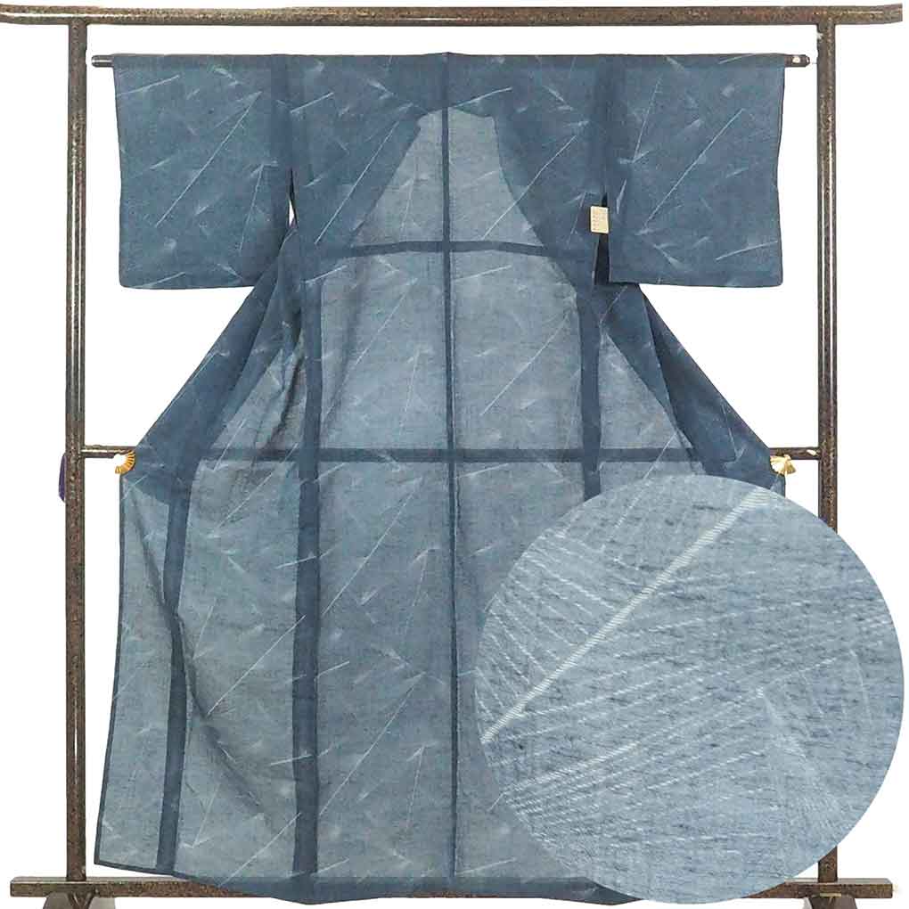 リサイクル 小紋 着物 身丈161cm 裄64cm 前幅27cm 後幅31cm 袖丈45cm 袖幅32.5cm レディース 連続模様 裄Mサイズ 夏用 正絹（シルク）グレー地 やや難 リサイクル リメイク リユース【ランクB】