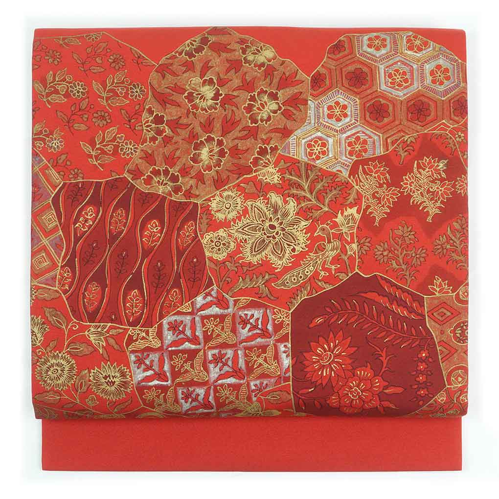 名古屋帯 リサイクル帯 幅30.5cm 長さ355cm レディース 花柄 秋冬春用