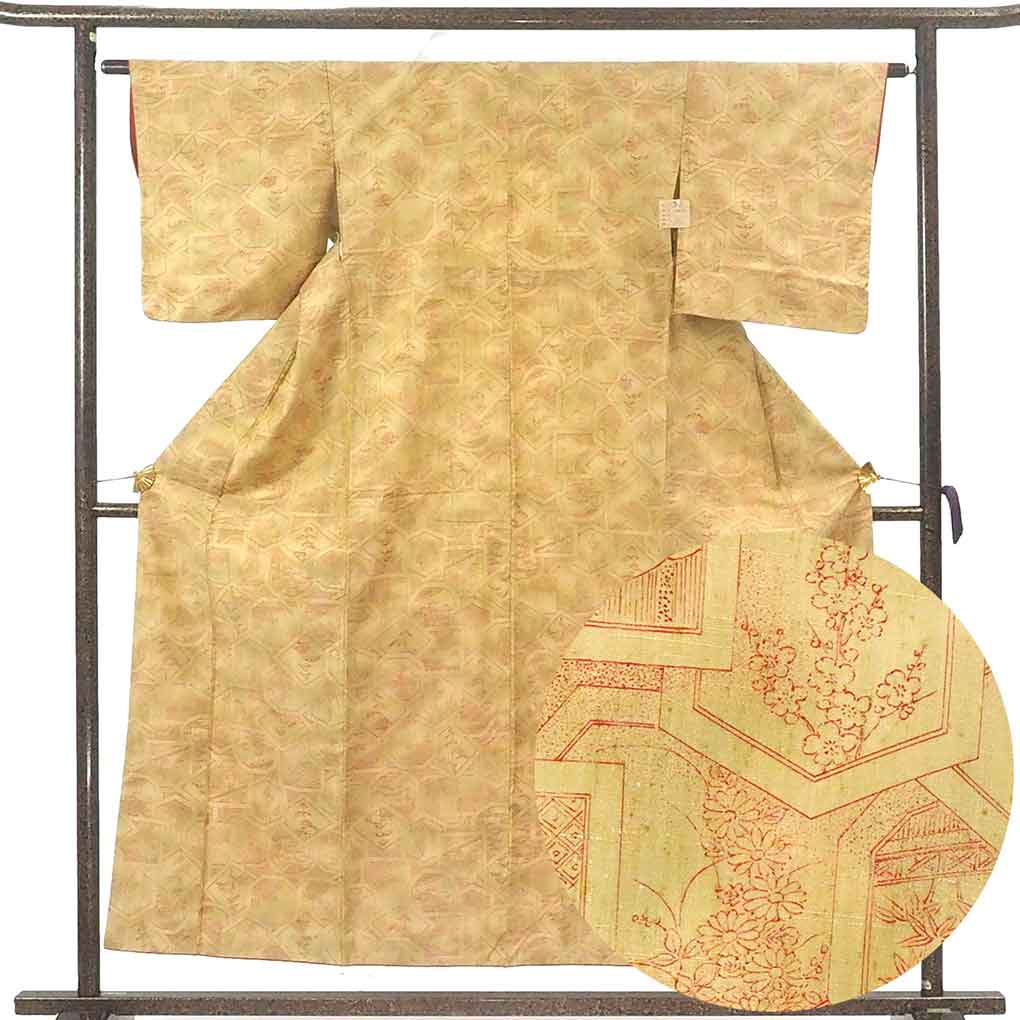 紬 リサイクル着物 身丈155cm 裄63cm 前幅24cm 後幅30cm 袖丈49cm レディース 袷 格子 裄Mサイズ 秋冬春用 正絹（シルク）紺地 美品 紬 リサイクル着物 身丈155cm 裄63cm 前幅24cm 後幅29cm 袖丈48cm 袖幅