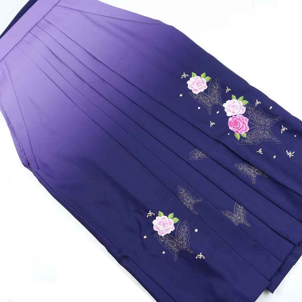 袴 リサイクル着物 紐下87cm レディース 花柄 ポリエステル パープル 美品 リメイク リユース【ランクA】