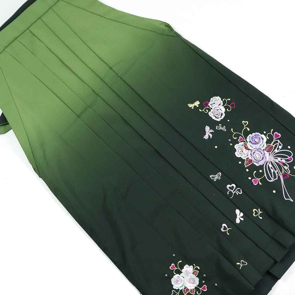 袴 リサイクル着物 紐下83cm レディース 花柄 ポリエステル グリーン 美品 リメイク リユース【ランクA】