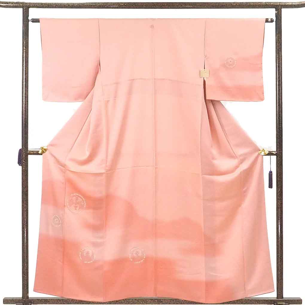 付下 リサイクル着物 身丈158cm 裄62cm 前幅24cm 後幅29cm 袖丈47cm 袖幅62cm レディース 袷 刺繍 裄Sサイズ 秋冬春用 正絹（シルク）ピンク 美品 リメイク リユース【ランクA】