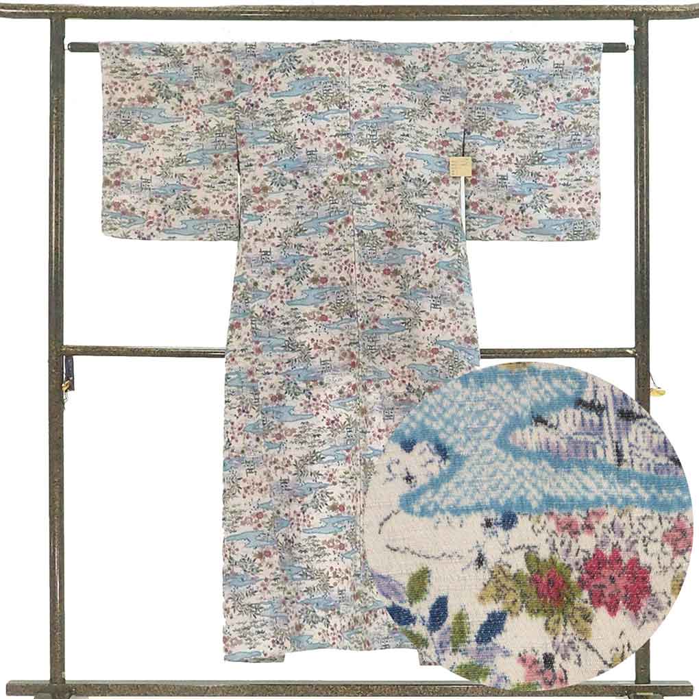 播包 新品 播州織 着物 木綿 単衣 身丈173cm L トール A1086-1 播包 新品 播州織 着物 木綿 単衣 身丈173cm L トール A1086-1