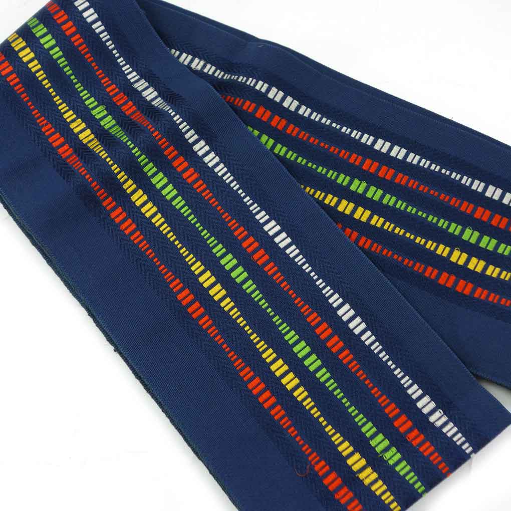 半幅帯 リサイクル帯 幅15cm 長さ350cm レディース 立涌 年中着用可 ポリエステル ネイビー 美品 リメイク リユース【ランクA】