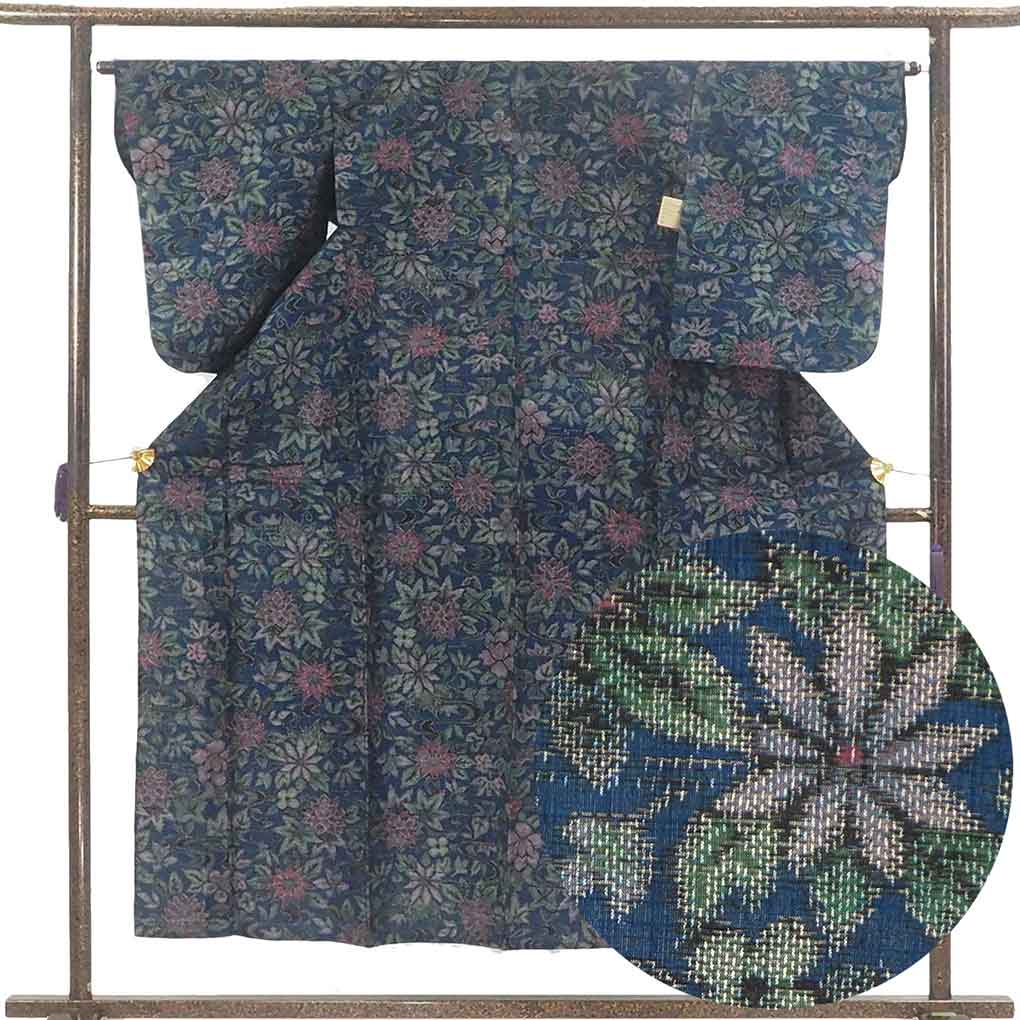 【新品未使用】しつけ付き 浴衣 単衣着物 普段着物 木綿着物 トールサイズ 裄長 裄67cm-69cm未満