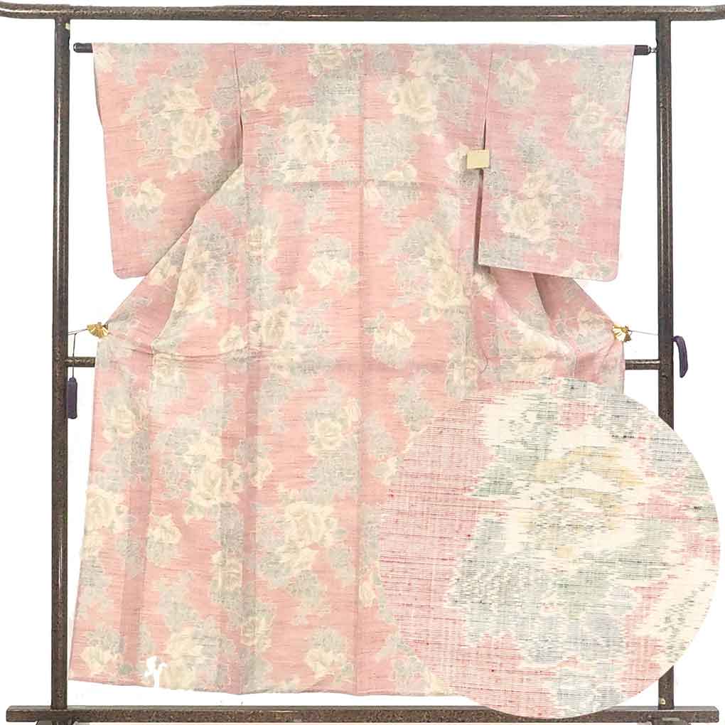 新古品！仕付けつき＊単衣＊薄緑色＊紬＊着物＊トールサイズ＊１７１ｃｍ＊裄７０ 新古品！仕付けつき＊単衣＊薄緑色＊紬＊着物＊トール