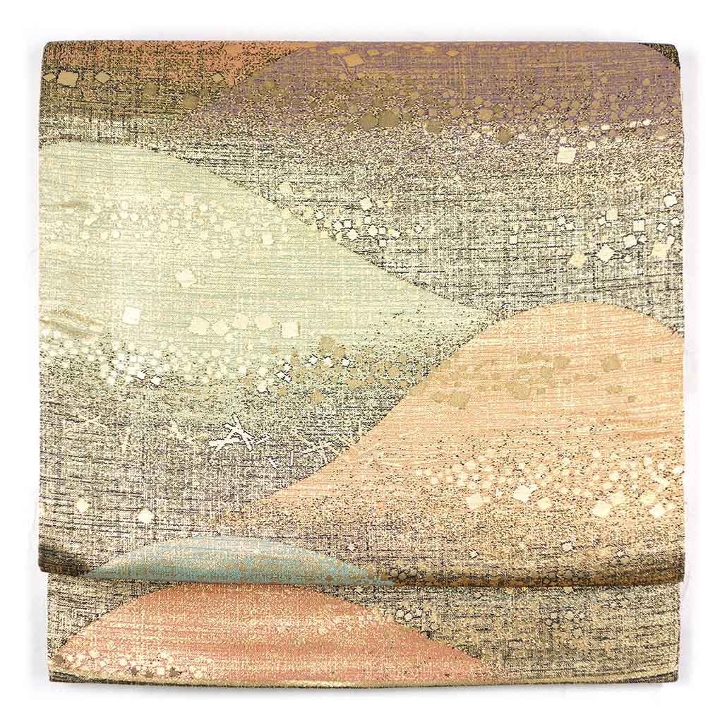 袋帯 リサイクル帯 幅30.5cm 長さ441cm レディース 遠山 秋冬春用 正絹（シルク）ゴールド 美品 リメイク リユース【ランクA】