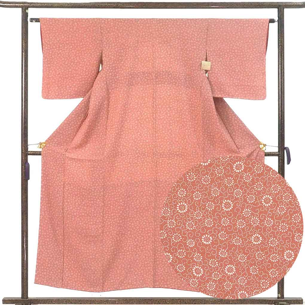 よ*こ様 未使用近い　美品　袷　正絹　縮緬　小紋　フルセット　身丈162 裄丈6 K*☆様 未使用近い 美品 袷 正絹 訪問着 フルセット 身丈165.5