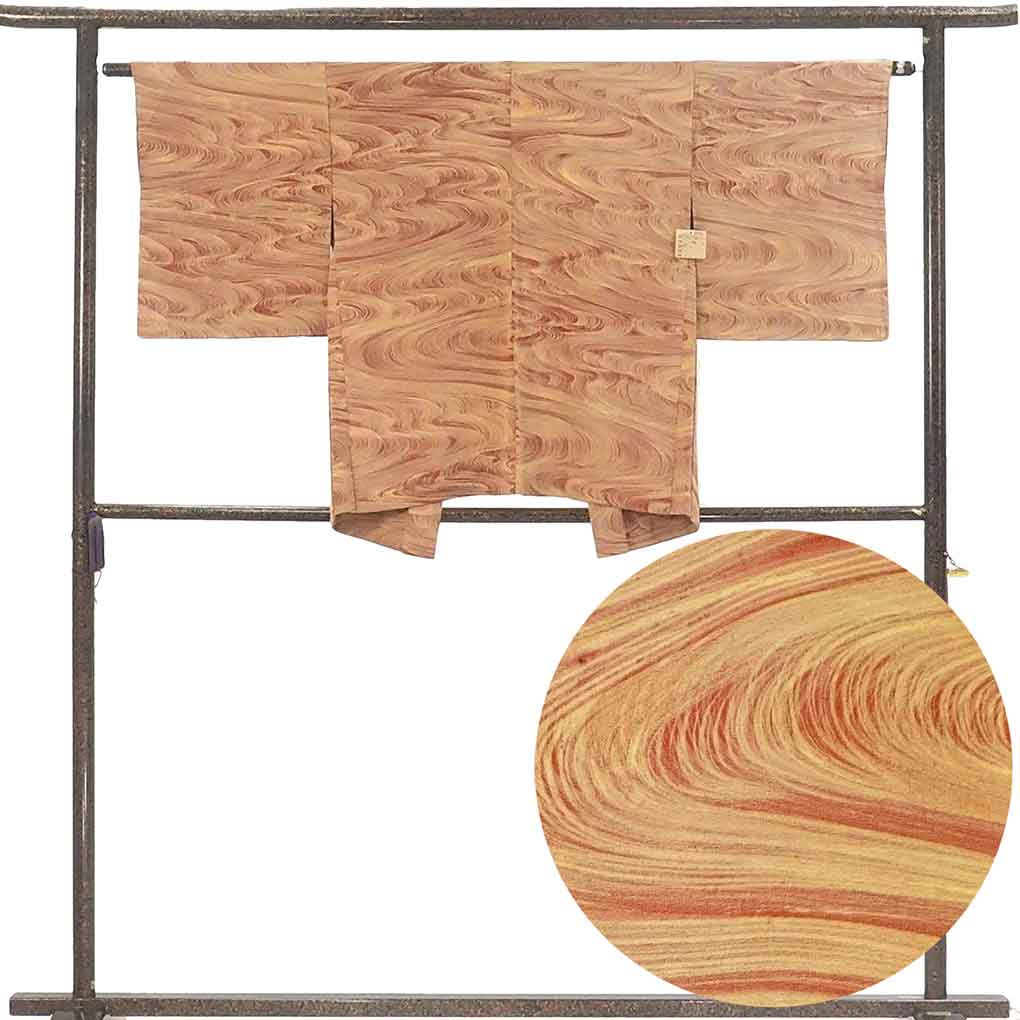 羽織 リサイクル着物 羽織丈76cm 裄62.5cm 袖丈47cm 袖幅32cm レディース 袷 流水 裄Sサイズ 秋冬春用 正絹（シルク）ブラウン 美品 リメイク リユース【ランクA】