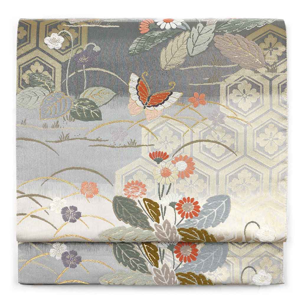 専用帯2197 1410 二本セット●三越扱い 高級 正絹 亀甲宝尽文 六通袋帯 袋帯 中古 リサイクル 正絹 フォーマル 仕立て上がり 六通 鳳凰