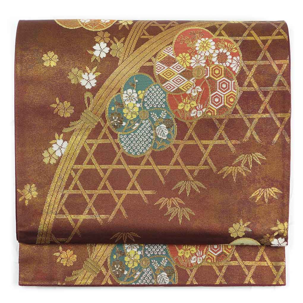 専用帯2197 1410 二本セット●三越扱い 高級 正絹 亀甲宝尽文 六通袋帯 袋帯 中古 リサイクル 正絹 フォーマル 仕立て上がり 六通 鳳凰