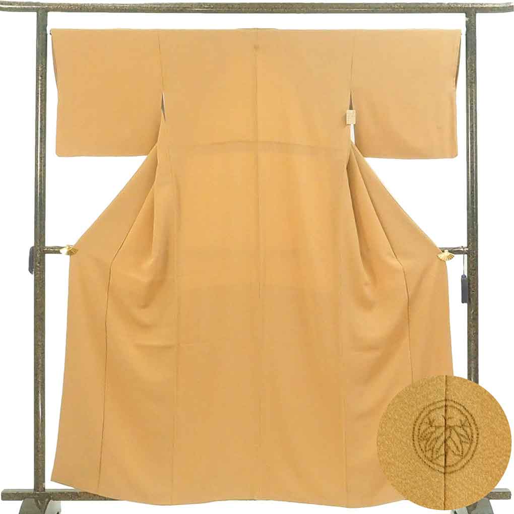 色無地 リサイクル着物 身丈161cm 裄66cm 前幅25cm 後幅30cm 袖丈44cm 袖幅34cm レディース 袷 無地 裄長 裄M-Lサイズ 秋冬春用 正絹（シルク）ブラウン 美品 リメイク リユース【ランクA】