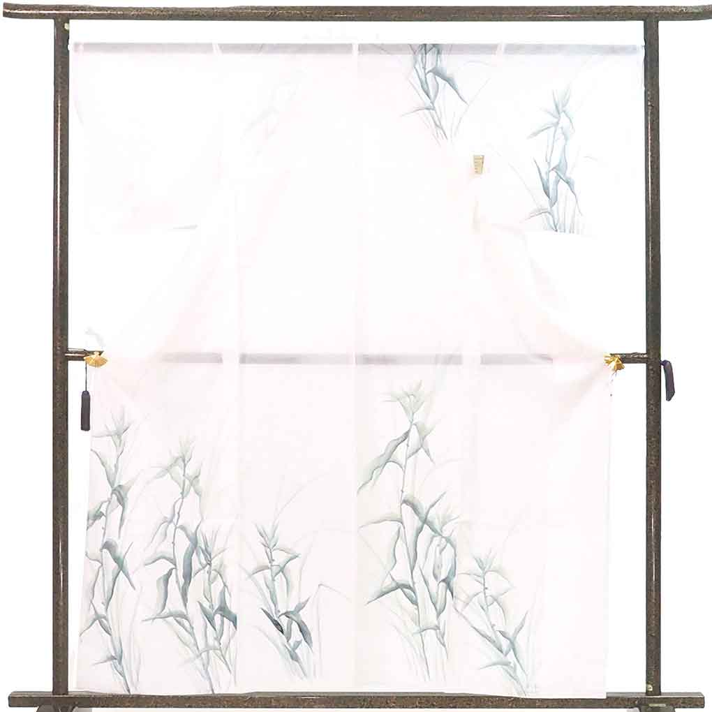 訪問着 リサイクル着物 身丈159cm 裄68cm 前幅23cm 後幅30cm 袖丈49cm 袖幅33cm レディース 花柄 裄長 裄Lサイズ 夏用 ポリエステル ホワイト やや難 リメイク リユース【ランクB】