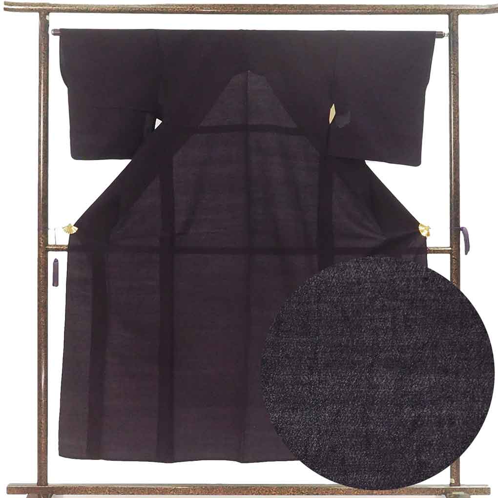 紬 リサイクル着物 身丈153cm 裄64cm 前幅23.5cm 後幅30cm 袖丈49cm 袖幅32cm レディース 単衣 無地 裄Mサイズ 初夏・初秋用 正絹（シルク）パープル 美品 リメイク リユース【ランクA】