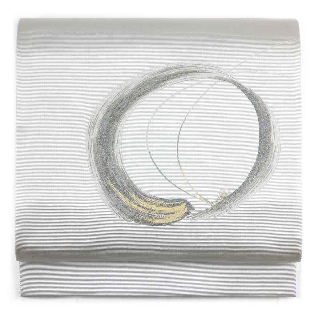 袋帯 リサイクル帯 幅31cm 長さ440cm レディース コオロギ 秋冬春用 正絹（シルク）グレー 美品 リメイク リユース【ランクA】