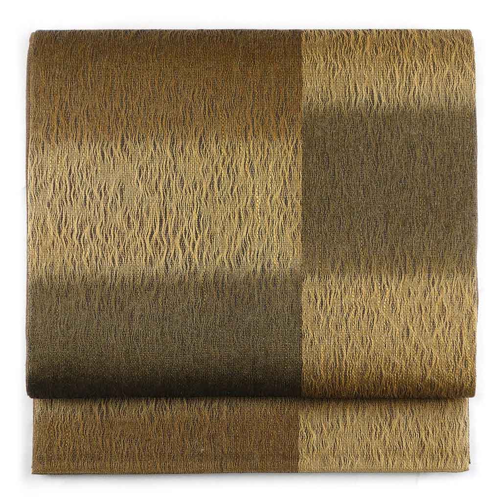 袋帯 リサイクル帯 幅31cm 長さ441cm レディース 市松 秋冬春用 正絹（シルク）ブラウン 美品 リメイク リユース【ランクA】