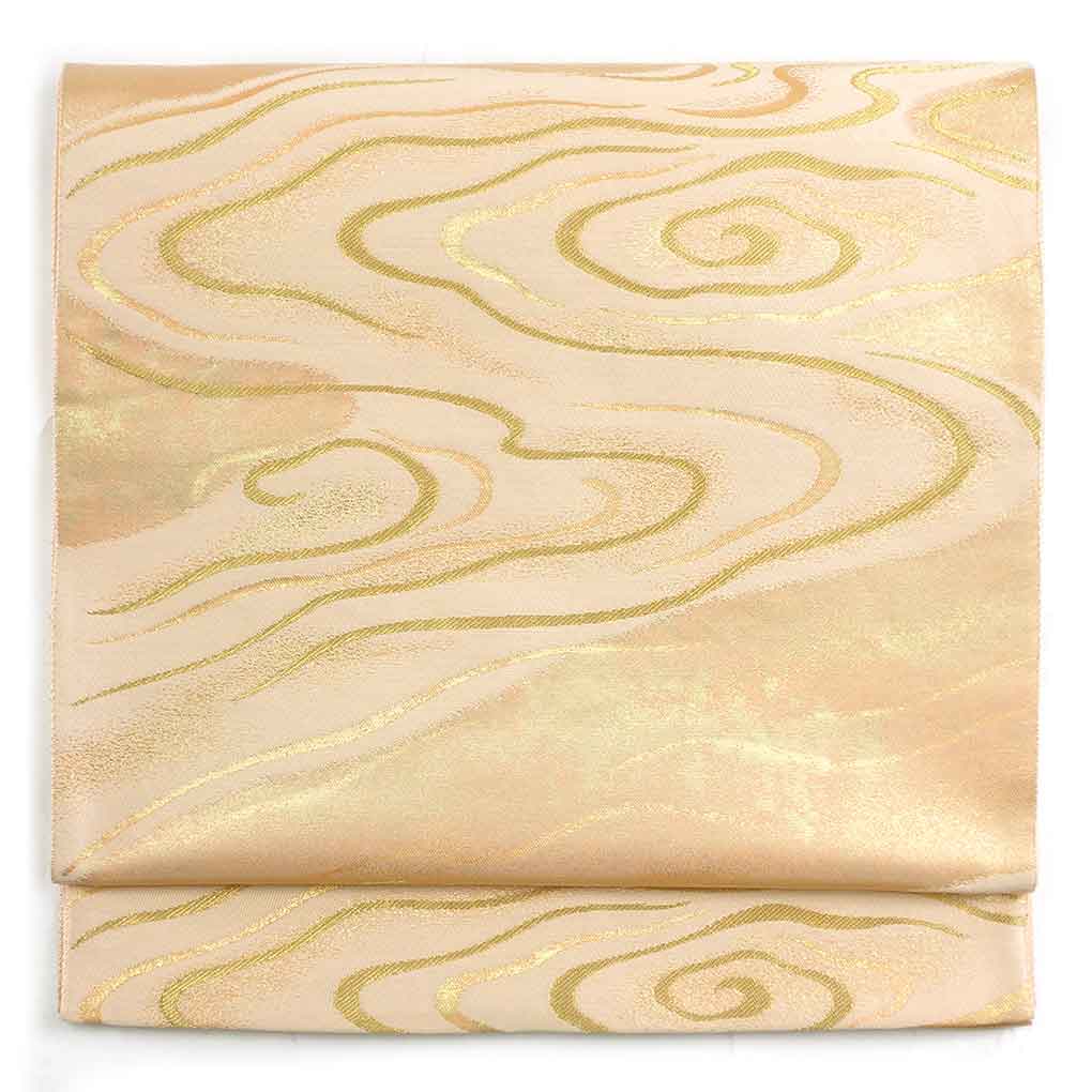 袋帯 リサイクル帯 幅30cm 長さ434cm レディース 流水 秋冬春用 正絹（シルク）ピンク 美品 リメイク リユース【ランクA】