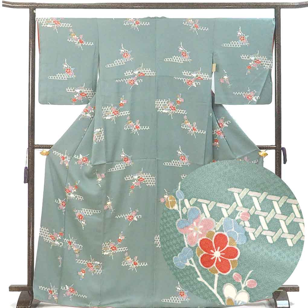 小紋 リサイクル着物 身丈170cm 裄68cm 前幅24.4cm 後幅30cm 袖丈51cm