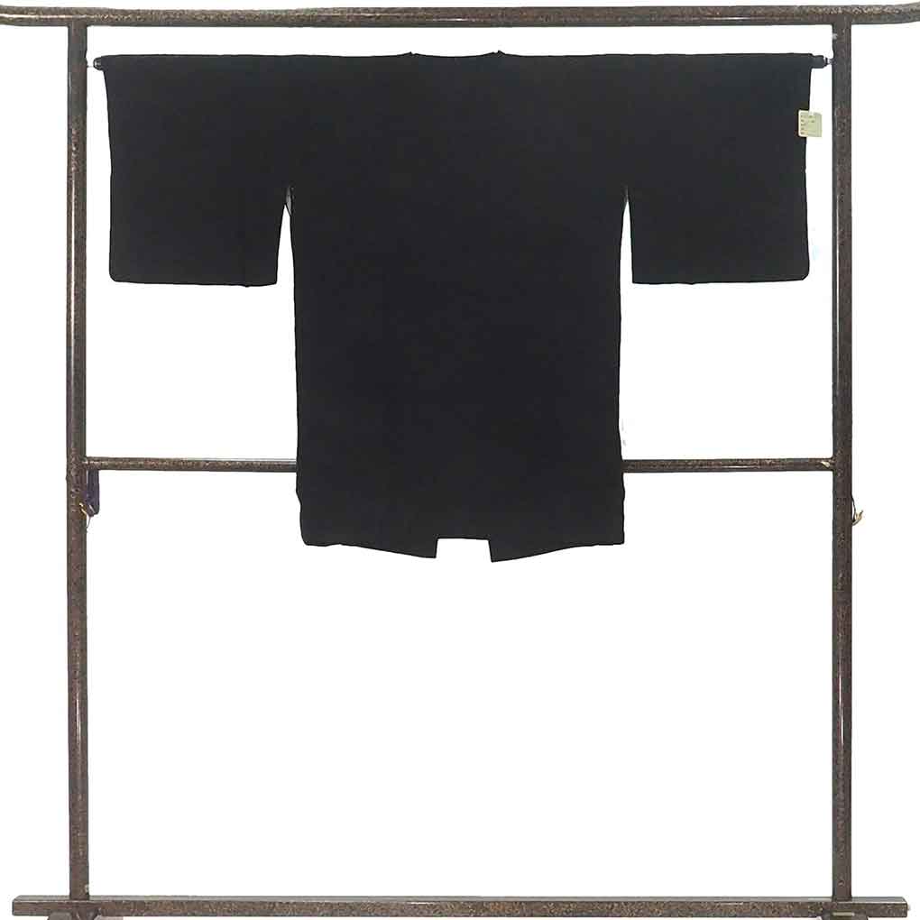 コート リサイクル着物 コート丈89cm 裄65cm 袖丈43cm 袖幅33cm レディース 袷 青海波 裄Mサイズ 秋冬春用 正絹（シルク）ブラック 美品 リメイク リユース【ランクA】