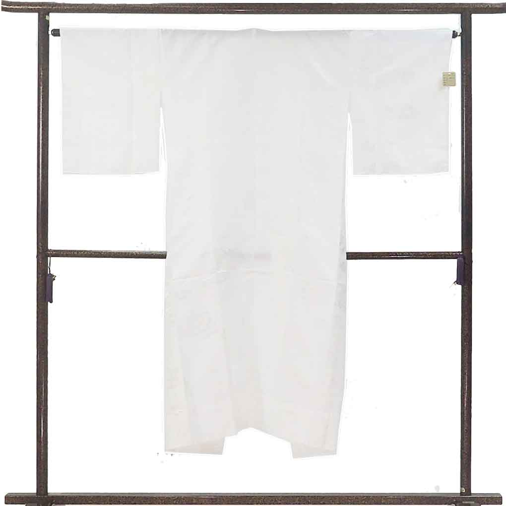 長襦袢 リサイクル着物 襦袢丈137cm 裄65cm 袖丈49cm 袖幅33cm レディース 胴抜袖無双 花柄 裄Mサイズ 秋冬春用 ポリエステル ホワイト 未使用品 リメイク リユース【ランクS】