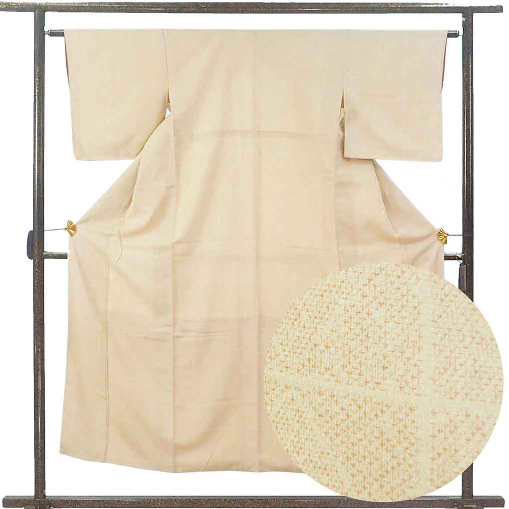 紬 リサイクル着物 身丈151cm 裄62cm 前幅23cm 後幅28cm 袖丈45cm 袖幅32cm レディース 袷 絣模様 裄Sサイズ 秋冬春用 正絹（シルク）ブラウン 難有り リメイク リユース【ランクC】