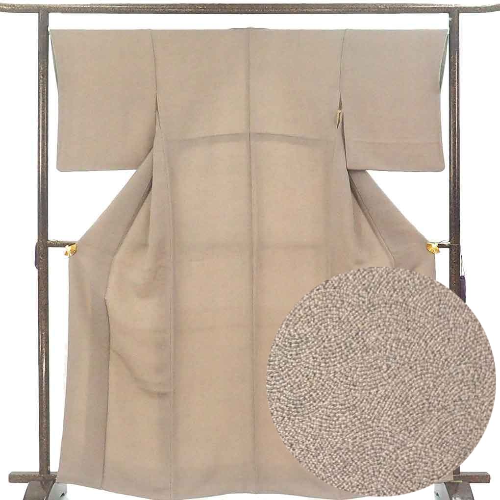 小紋 リサイクル着物 身丈165cm 裄68cm 前幅24cm 後幅30cm 袖丈50cm 袖幅34cm レディース 袷 鮫小紋 裄長 裄Lサイズ 秋冬春用 正絹（シルク）ブラウン トールサイズ やや難 リメイク リユース【ランクB】