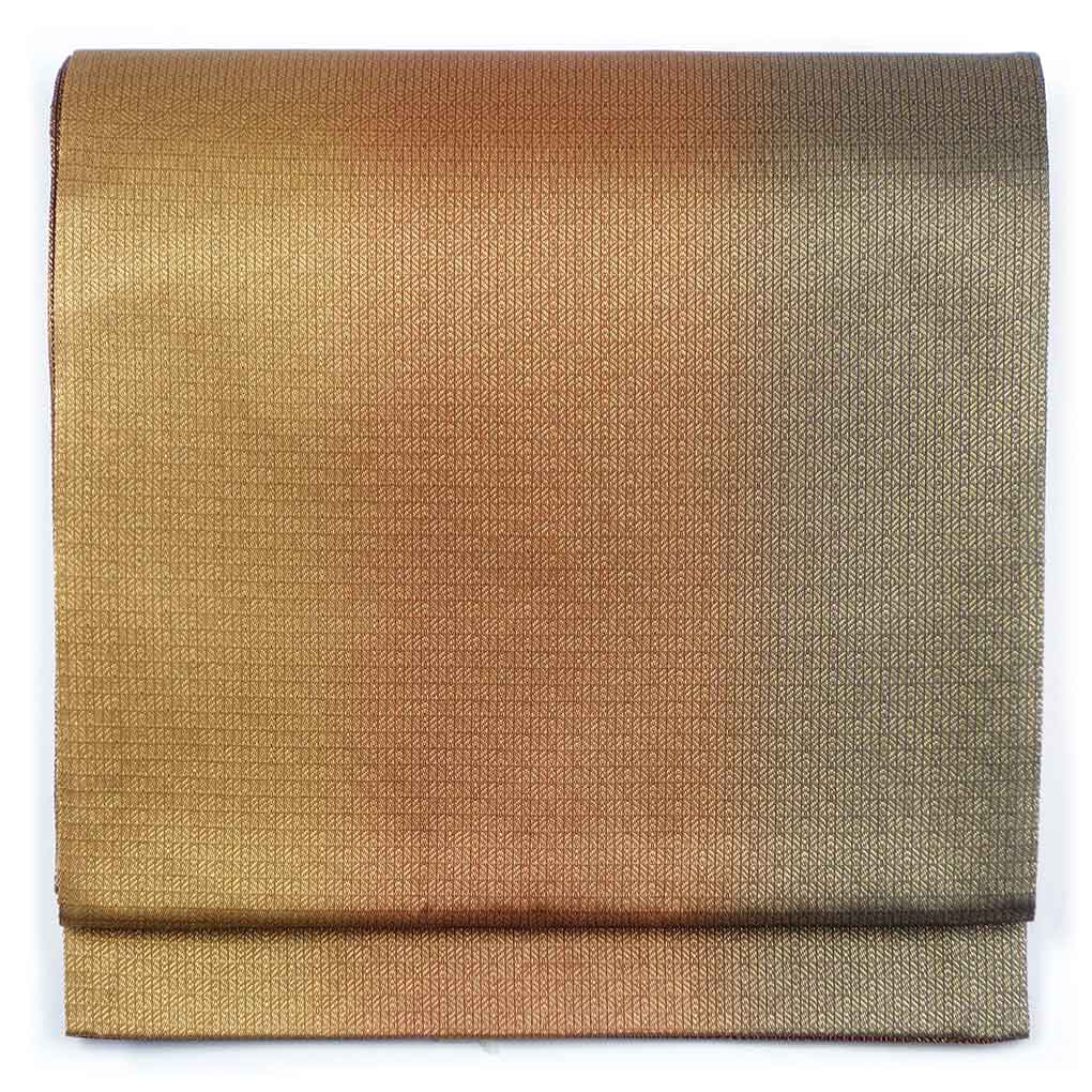 袋帯 リサイクル帯 幅31cm 長さ455cm レディース ぼかし 秋冬春用 正絹（シルク）ブラウン 未使用品 リメイク リユース【ランクS】