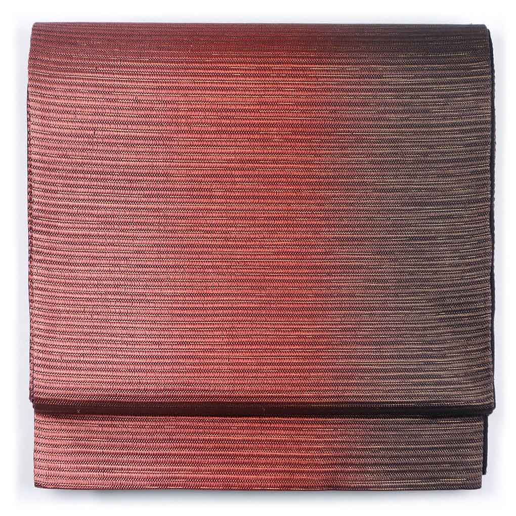 袋帯 リサイクル帯 幅31cm 長さ452cm レディース ぼかし 秋冬春用 正絹（シルク）レッド 未使用品 リメイク リユース【ランクS】