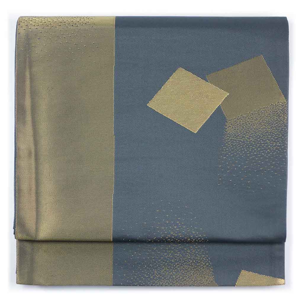 袋帯 リサイクル帯 幅31cm 長さ440cm レディース 連続模様 秋冬春用 正絹（シルク）グレー 美品 リメイク リユース【ランクA】