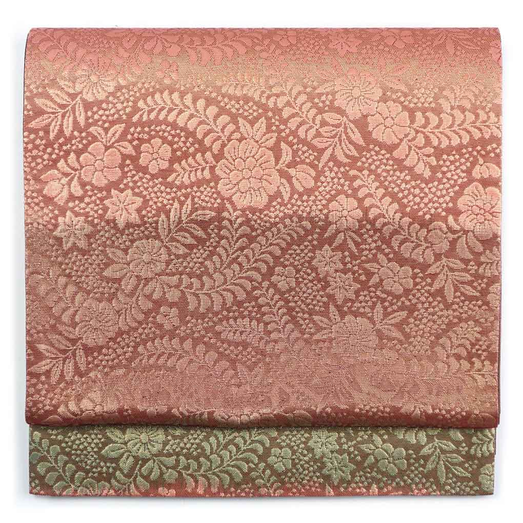 袋帯 リサイクル帯 幅31cm 長さ422cm レディース 辻ヶ花 秋冬春用 正絹（シルク）ブラウン 未使用品 リメイク リユース【ランクS】