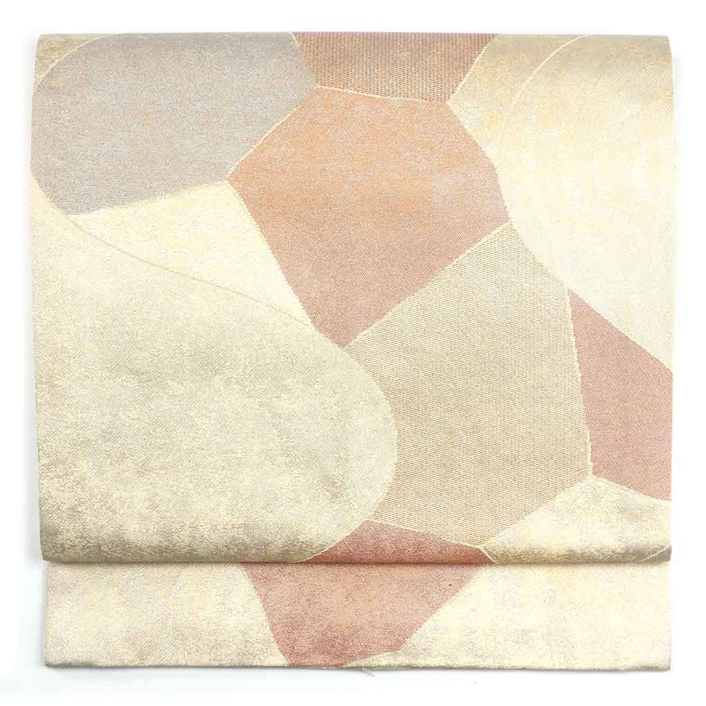 名古屋帯 リサイクル帯 幅30cm 長さ354cm レディース 抽象柄 秋冬春用 正絹（シルク）ブラウン 美品 リメイク リユース【ランクA】