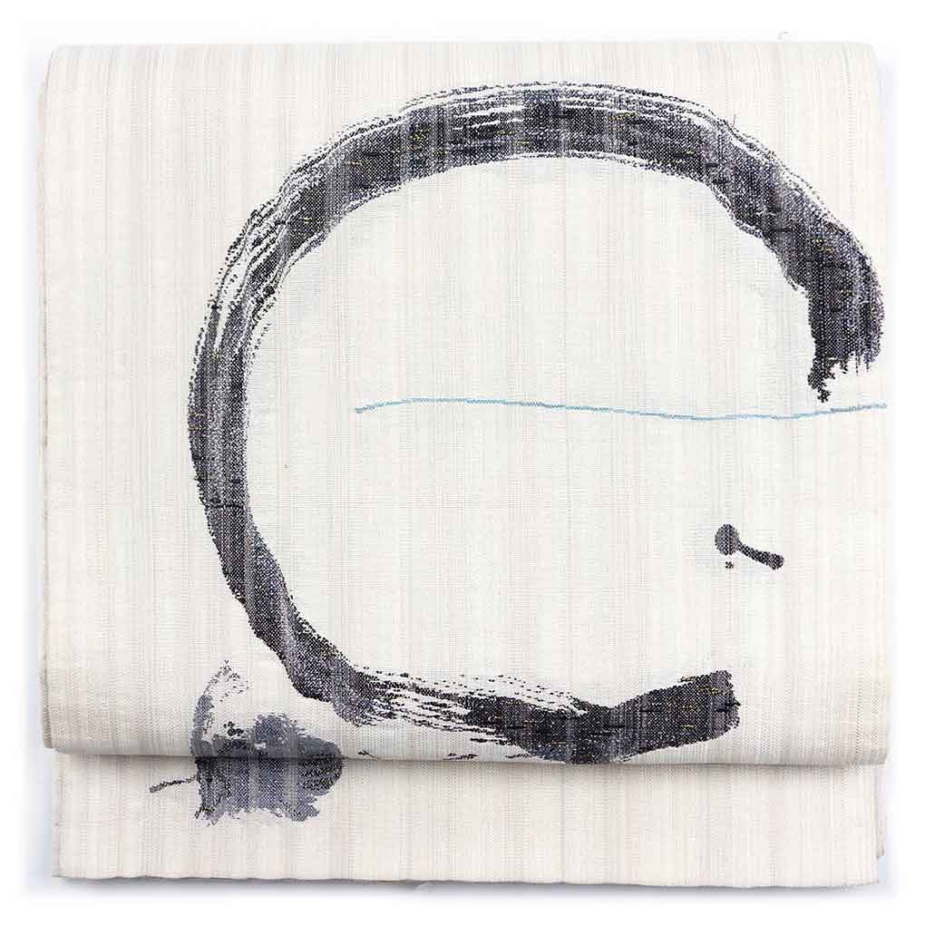 袋帯 リサイクル帯 幅31cm 長さ449cm レディース 丸 秋冬春用 正絹（シルク）ホワイト やや難 リメイク リユース【ランクB】