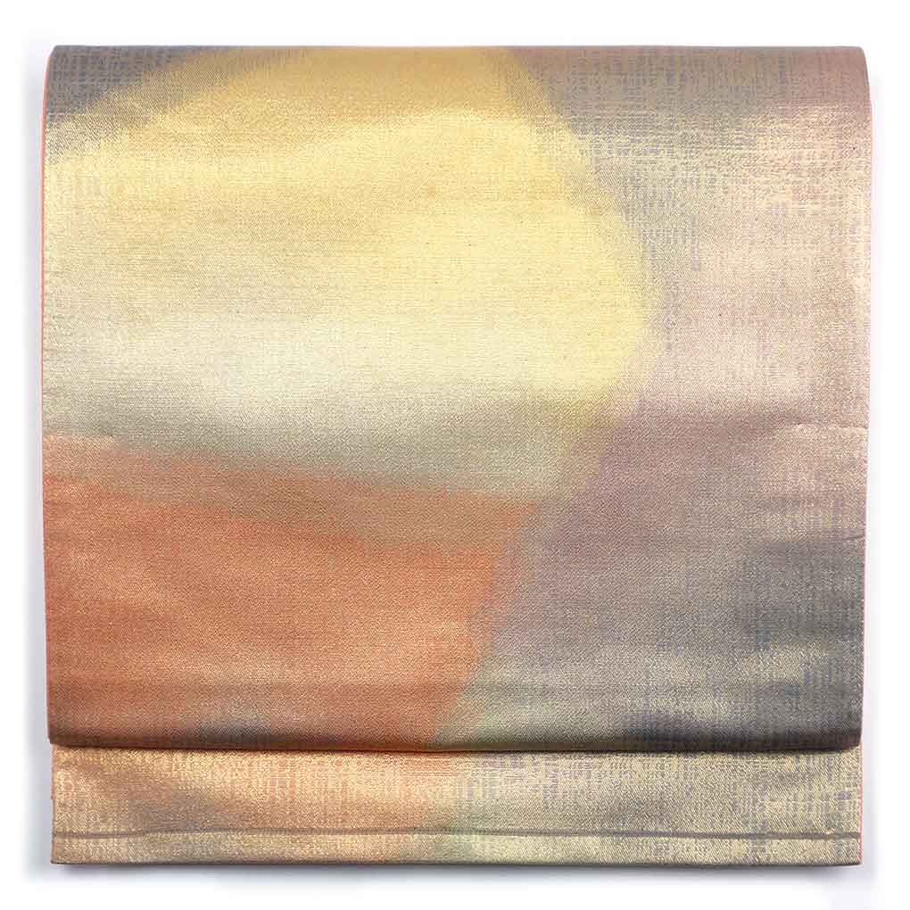 袋帯 リサイクル帯 幅30.5cm 長さ435cm レディース ぼかし 秋冬春用 正絹（シルク）ゴールド やや難 リメイク リユース【ランクB】