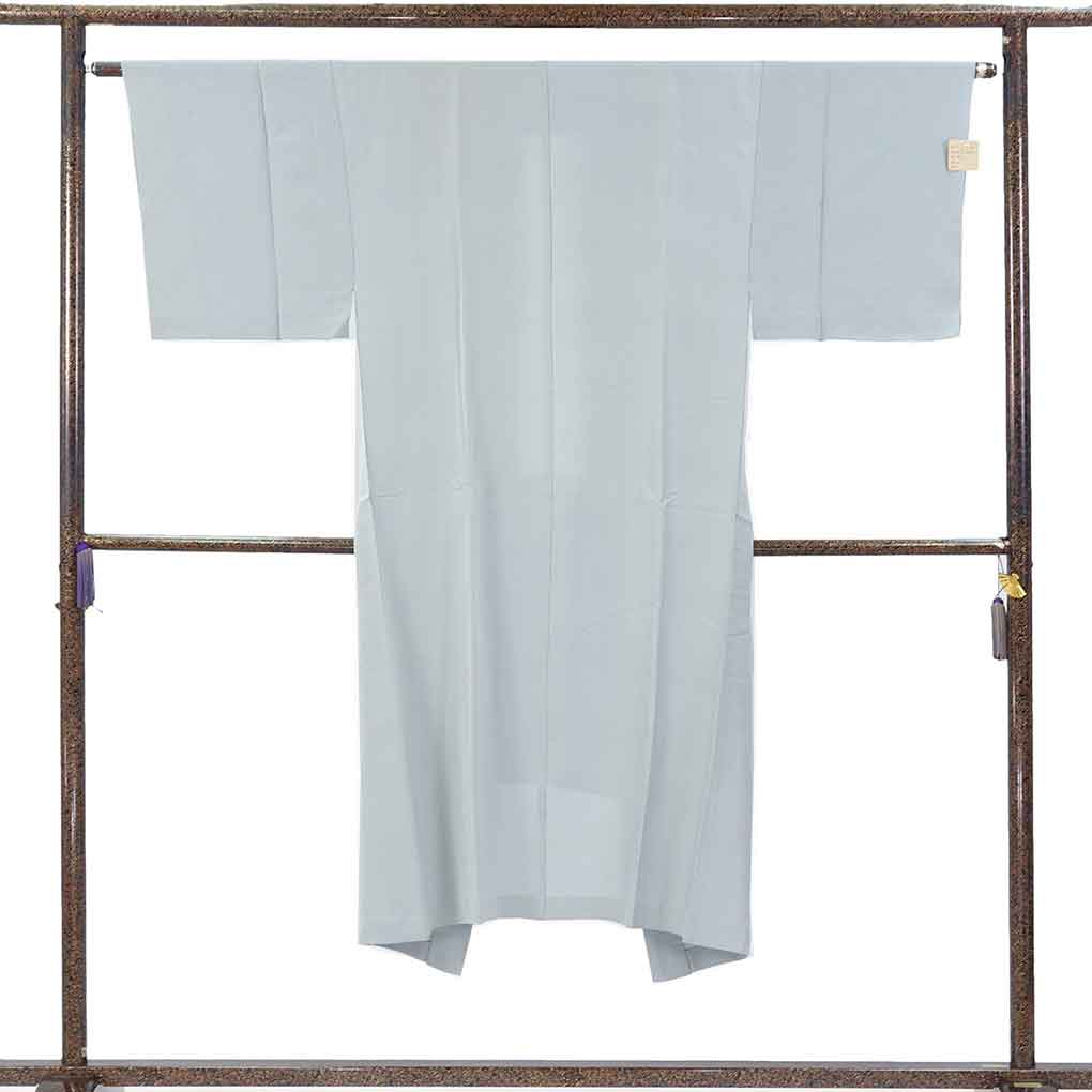 男物長襦袢 リサイクル着物 襦袢丈137cm 裄63cm 袖丈44cm 袖幅31cm メンズ 単衣 無地 裄Mサイズ 初夏・初秋用 正絹（シルク）グレー 未使用品 リメイク リユース【ランクS】