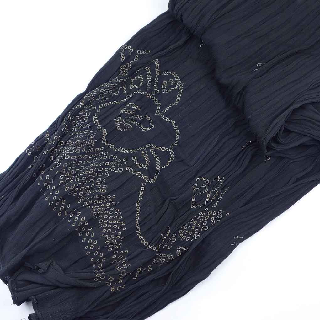 兵児帯 リサイクル帯 帯幅40cm 長さ342cm メンズ 絞り 正絹（シルク）ブラック 美品 リメイク リユース【ランクA】