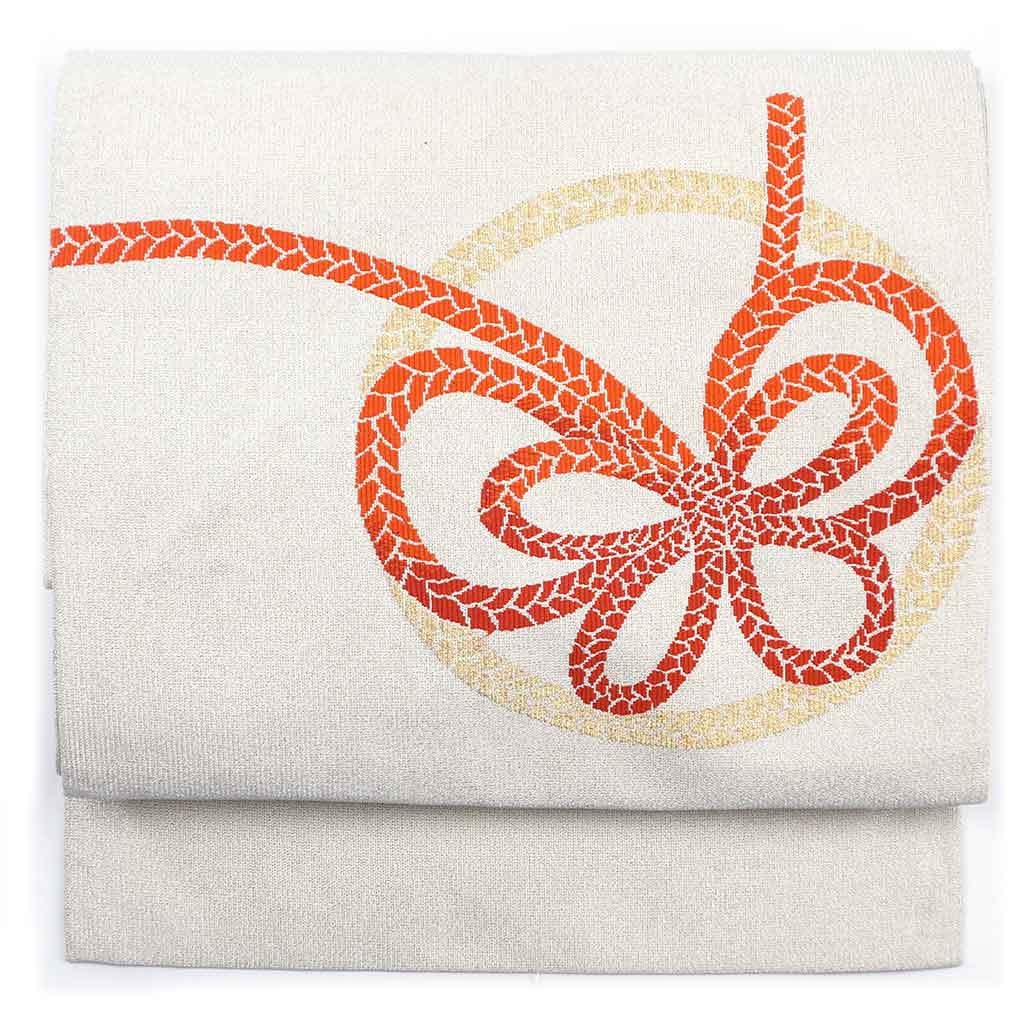 名古屋帯 リサイクル帯 幅30cm 長さ340cm レディース 組紐 秋冬春用 正絹（シルク）シルバー 美品 リメイク リユース【ランクA】