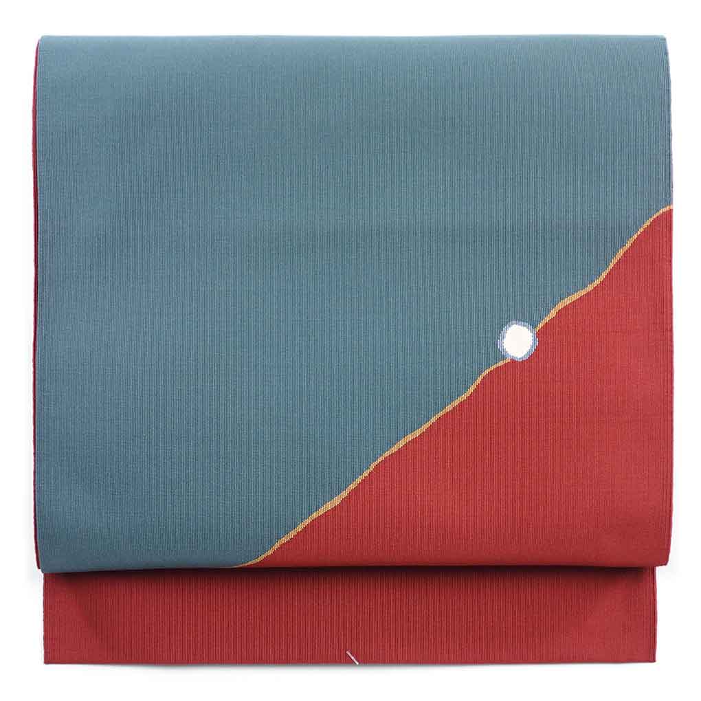 名古屋帯 リサイクル帯 幅30cm 長さ370cm レディース 抽象柄 秋冬春用 正絹（シルク）グレー 美品 綴織 リメイク リユース【ランクA】