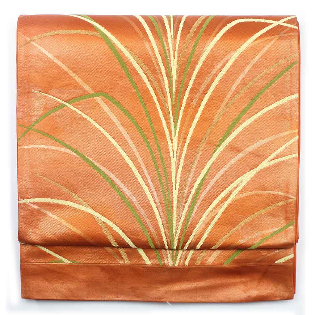 袋帯 リサイクル帯 幅30cm 長さ428cm レディース 花柄 秋冬春用 正絹（シルク）ブラウン 美品 リメイク リユース【ランクA】