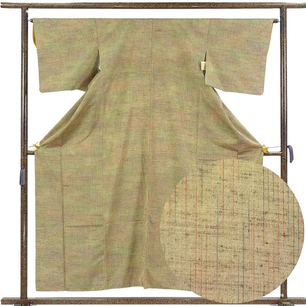 紬 リサイクル着物 身丈158cm 裄65cm 前幅22.5cm 後幅30cm 袖丈45cm 袖幅33cm レディース 袷 ぼかし 裄Mサイズ 秋冬春用 正絹（シルク）ブラウン 美品 リメイク リユース【ランクA】