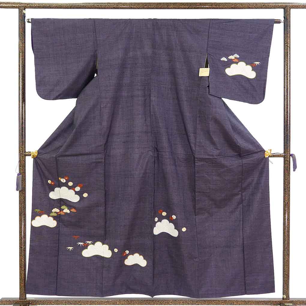 リサイクル着物 色留袖 訪問着仕立て 縫い紋 華文 金糸 正絹 約167.5cm 裄丈約62.5cm 25z07-4058 hitotoki_rr1246b