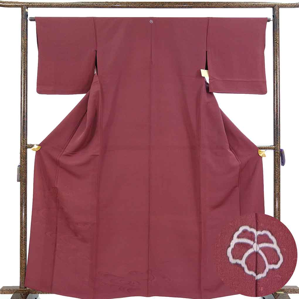 付下 リサイクル着物 身丈164cm 裄65cm 前幅24cm 後幅30.5cm 袖丈46cm 袖幅32.5cm レディース 単衣 流水 裄Mサイズ 初夏・初秋用 正絹（シルク）パープル トールサイズ やや難 リメイク リユース【ランクB】