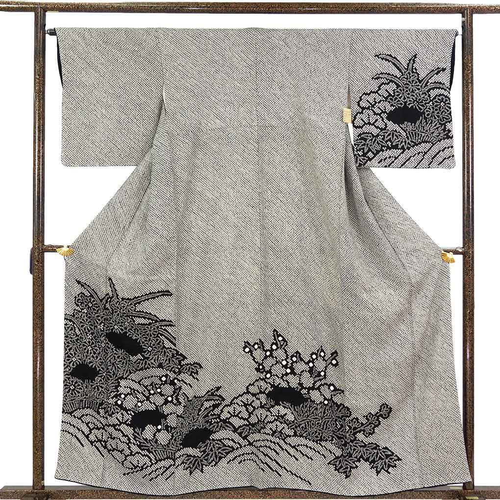 リサイクル着物 色留袖 訪問着仕立て 縫い紋 華文 金糸 正絹 約167.5cm 裄丈約62.5cm 25z07-4058 訪問着・色留袖・付下のリサイクル通販なら呉服のきくや｜結婚式や卒