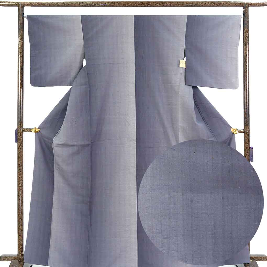 紬 リサイクル着物 身丈168cm 裄67cm 前幅24.5cm 後幅31cm 袖丈49cm 袖幅33cm レディース 袷 ぼかし 裄長 裄Lサイズ 秋冬春用 正絹（シルク）パープル トールサイズ 美品 リメイク リユース【ランクA】