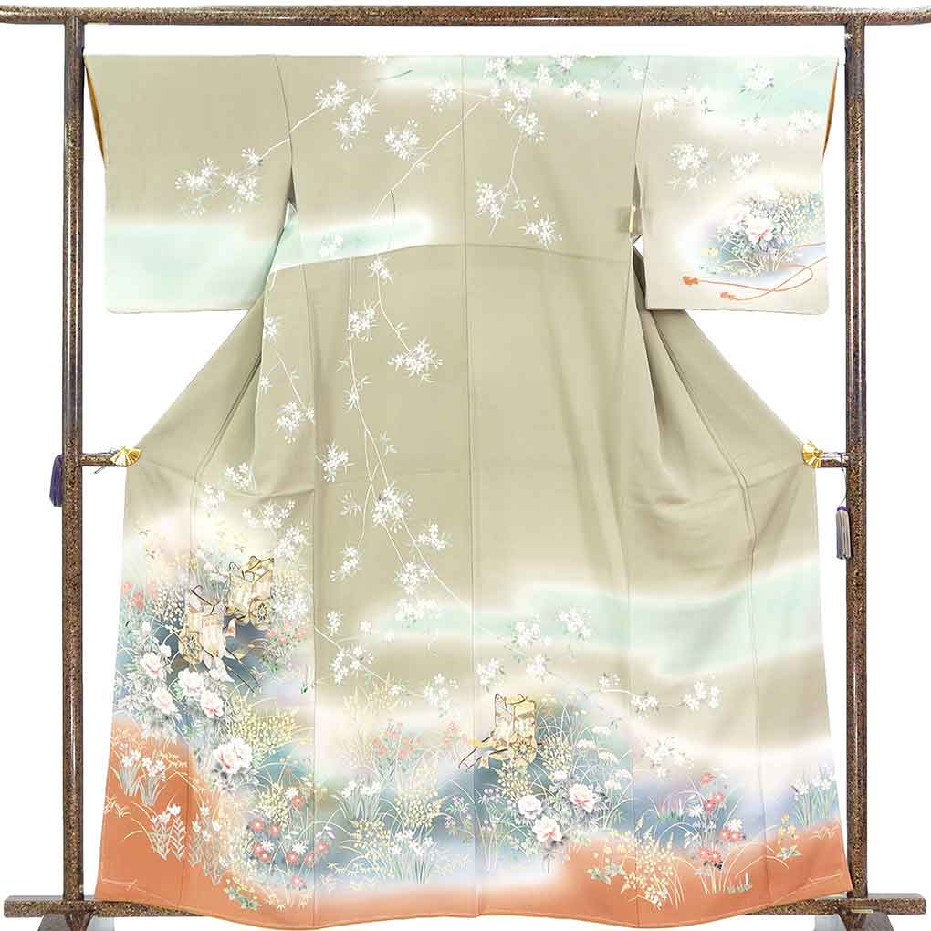 【未使用】裄長 トールサイズ 訪問着　裄67cm 松文様 貝合わせ 八掛共布 裄67cm〜69cmの着物通販｜呉服のきくや｜裄長め・トールサイズの格安着物