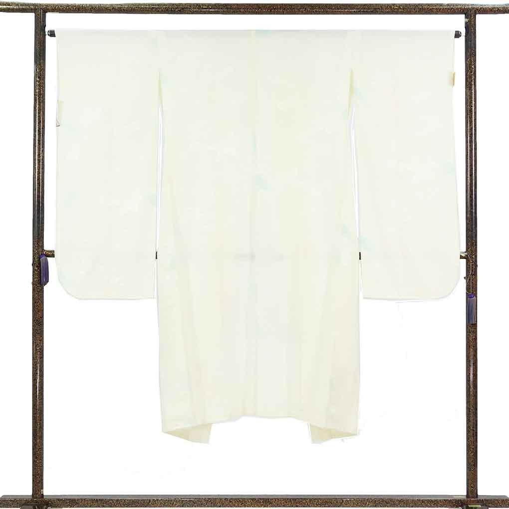 長襦袢 リサイクル着物 襦袢丈131cm 裄65cm 袖丈89cm 袖幅33cm レディース 袷 花柄 裄Mサイズ 秋冬春用 ポリエステル ホワイト やや難 リメイク リユース【ランクB】