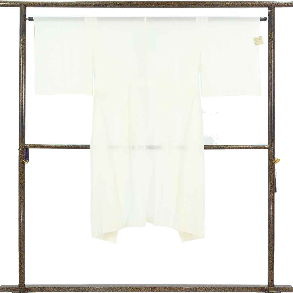長襦袢 リサイクル着物 襦袢丈124cm 裄65cm 袖丈47cm 袖幅32.5cm レディース 無地 裄Mサイズ 夏用 正絹（シルク）ホワイト やや難 リメイク リユース【ランクB】