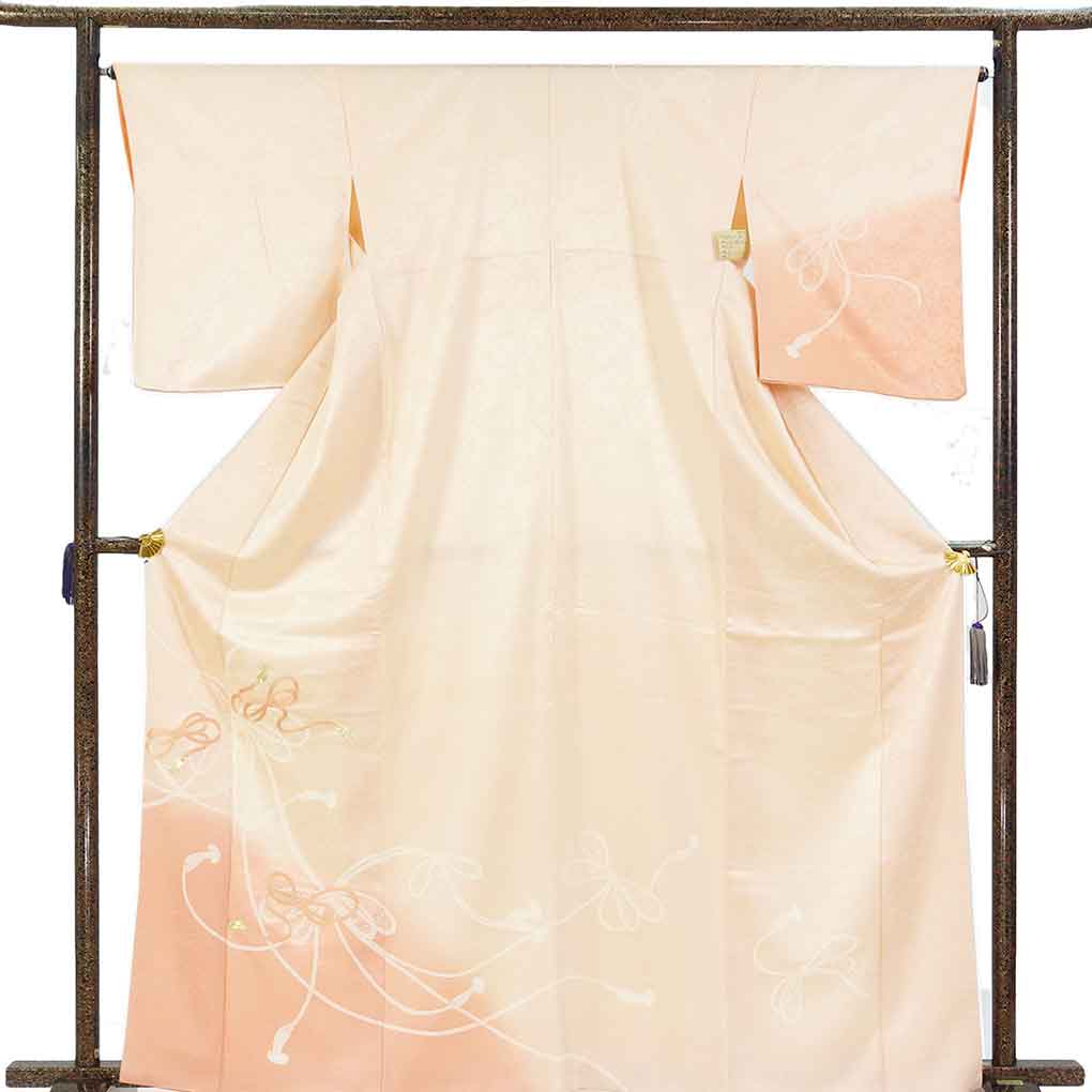 訪問着 リサイクル着物 身丈165cm 裄66cm 前幅25cm 後幅30cm 袖丈53cm 袖幅33cm レディース 袷 組紐 裄長 裄M-Lサイズ 秋冬春用 正絹（シルク）ピンク トールサイズ 美品 リメイク リユース【ランクA】