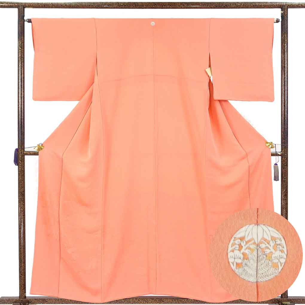 付下 リサイクル着物 身丈160cm 裄64cm 前幅24cm 後幅30cm 袖丈47cm 袖幅33cm レディース 袷 無地 裄Mサイズ 秋冬春用 正絹（シルク）ピンク やや難 リメイク リユース【ランクB】