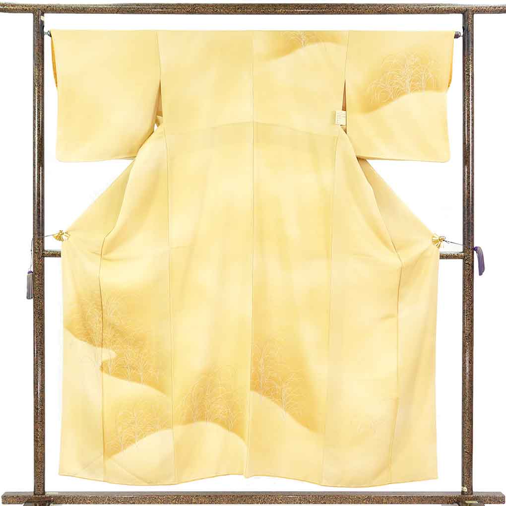 付下 リサイクル着物 身丈157cm 裄65cm 前幅24cm 後幅29cm 袖丈46cm 袖幅33cm レディース 袷 花柄 裄Mサイズ 秋冬春用 正絹（シルク）ブラウン 美品 リメイク リユース【ランクA】