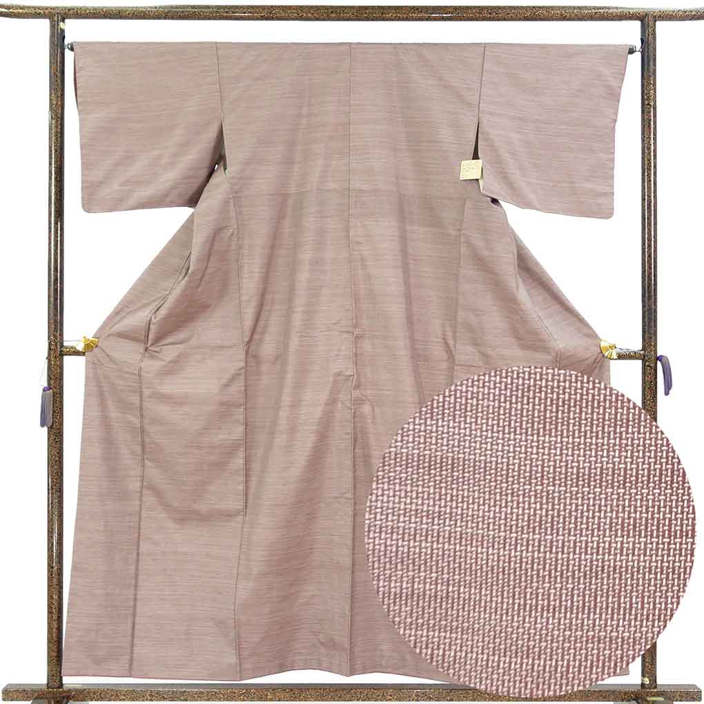 紬 リサイクル着物 身丈158cm 裄65cm 前幅25.5cm 後幅30cm 袖丈44cm 袖幅33cm レディース 袷 絣模様 裄Mサイズ 秋冬春用 正絹（シルク）ブラウン 美品 大島紬 リメイク リユース【ランクA】